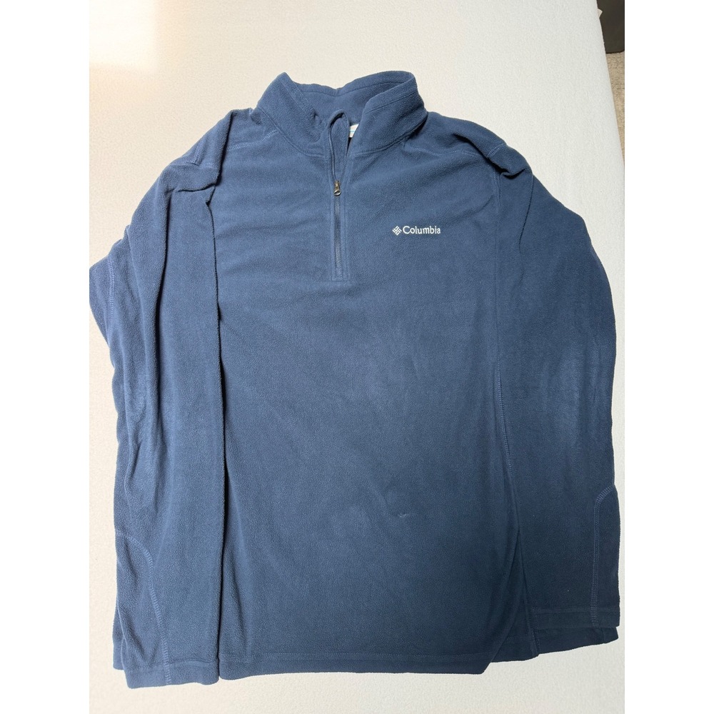 Columbia Mens Quarter Zip Fleece Pullover Navy Blue XM6279 Size Large